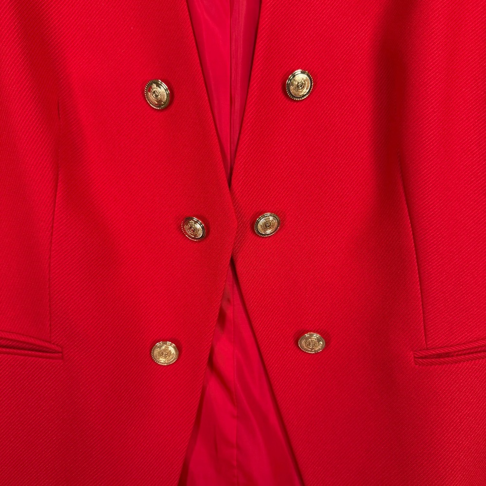 Calvin Klein 18W Blazer Open Front Red Gold Button Career Classic Professional - Picture 3 of 13